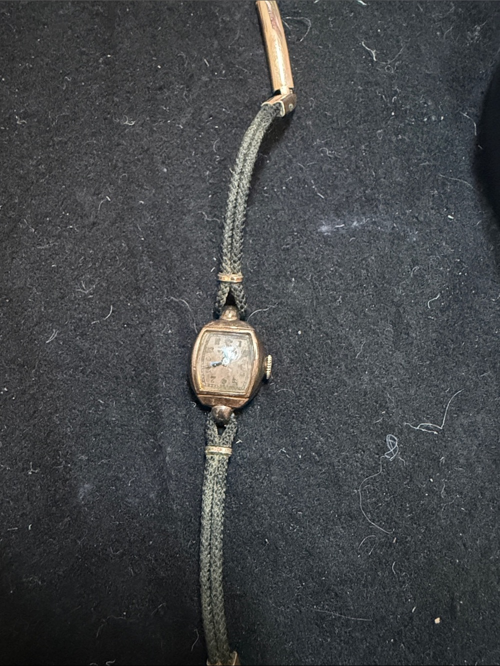 Vintage Bulova Gold-Tone Ladies Watch with Black Braided Cord